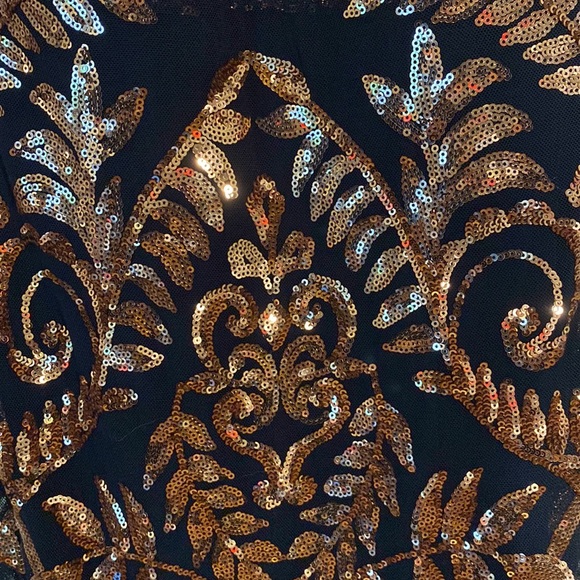 Windsor Navy Blue and Gold Sequin Floor Length Prom Dress - Picture 6 of 6